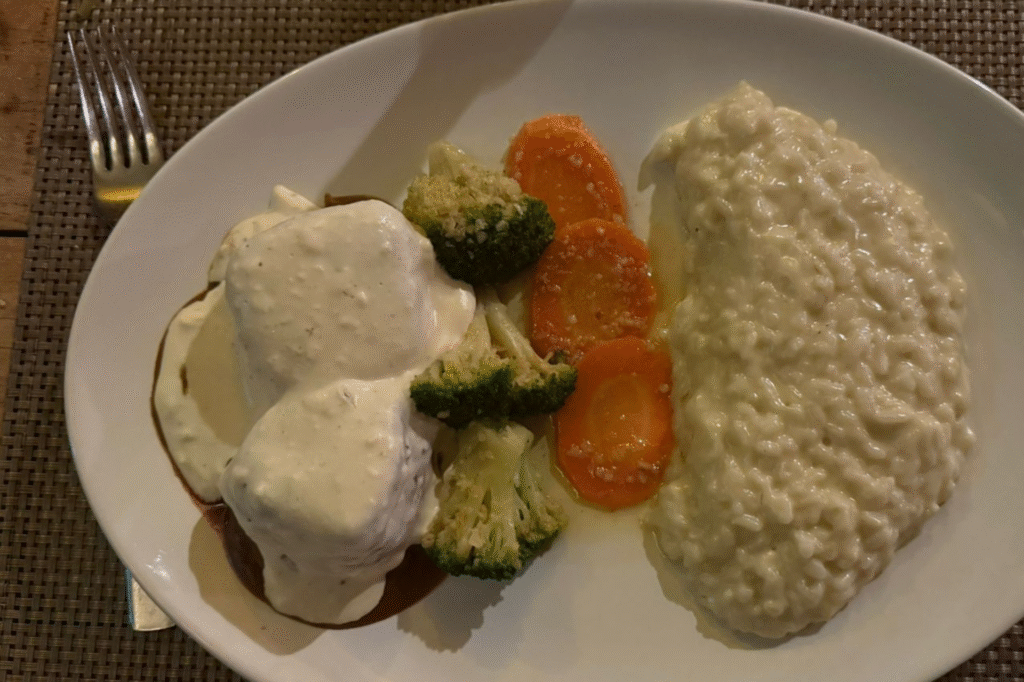 risoto com legumes e carne